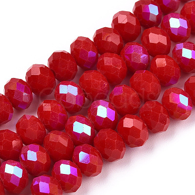 Electroplate Opaque Solid Color Glass Beads Strands EGLA-A034-P6mm-L21-1