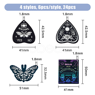 HOBBIESAY 24Pcs 4 Style Halloween Printed Acrylic Pendants OACR-HY0001-08-1