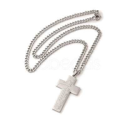 Non-Tarnish 304 Stainless Steel Cross Pendant Necklaces NJEW-M197-04P-1