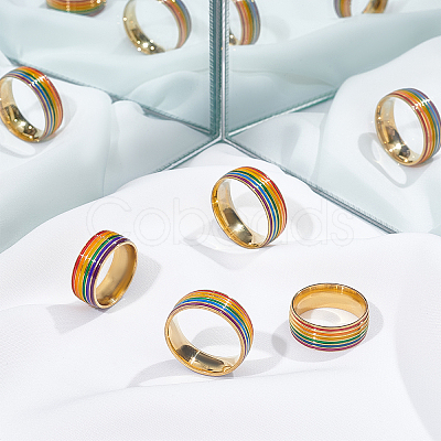 Unicraftale 4Pcs 4 Style Pride Finger Rings RJEW-UN0001-21G-1