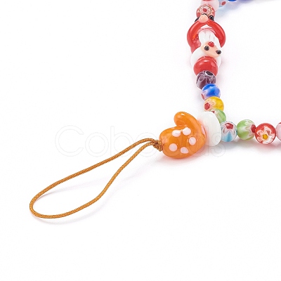 Handmade Millefiori Glass Beaded Mobile Straps HJEW-JM00446-1