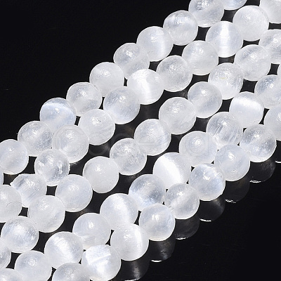 Natural Selenite Beads Strands G-S366-027A-1