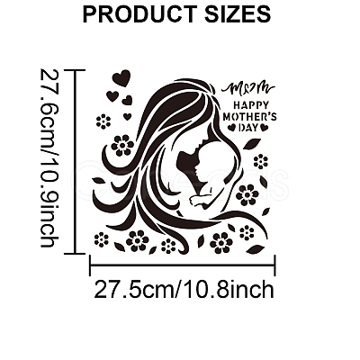 MAYJOYDIY US 1Pc Mother's Day PET Hollow Out Drawing Painting Stencils DIY-MA0004-52-1