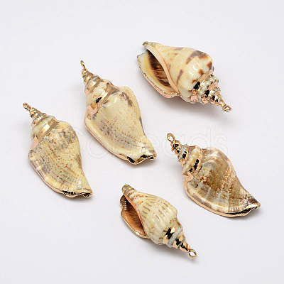 Golden Electroplated Conch Shell Pendants BSHE-M016-02-1