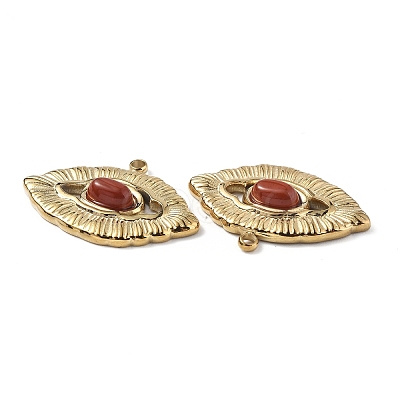 PVD Vacuum Plating 201 Stainless Steel Natural Natural Red Jasper Pendants STAS-C064-VC911-1