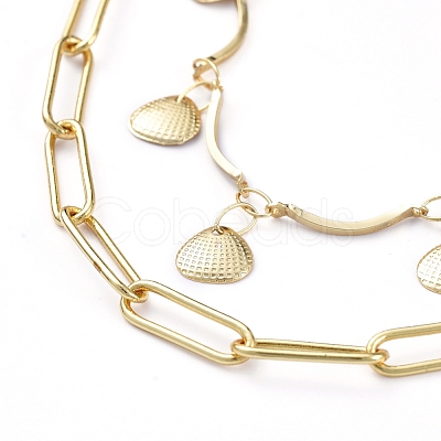 Brass Chain Tiered Necklaces NJEW-JN02829-1