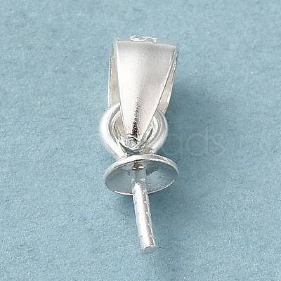 Rhodium Plated 925 Sterling Silver Cup Pearl Bail Pin Pendants STER-P008-03-1