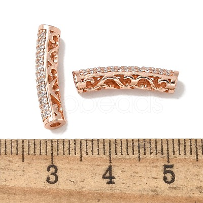 Brass Cubic Zirconia Curved Tube Beads KK-Q019-01A-1