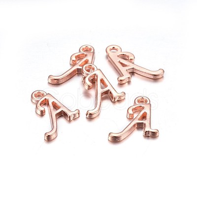 Rose Gold Plated Alloy Letter Pendants X-PALLOY-J718-01RG-A-1