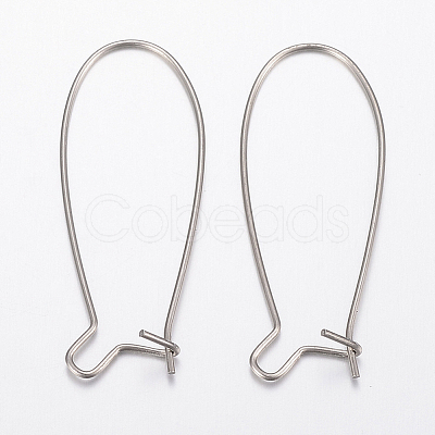 Tarnish Resistant 304 Stainless Steel Hoop Earrings Findings Kidney Ear Wires X-STAS-H434-46P-1