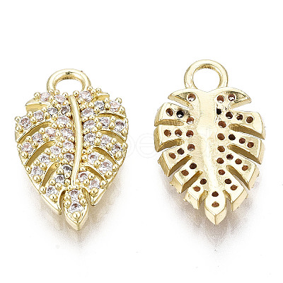 Brass Micro Pave Clear Cubic Zirconia Pendants X-KK-S310-46-1