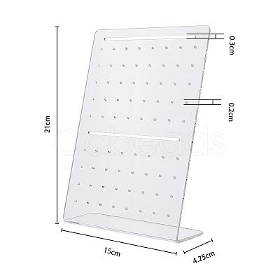 72-Hole Acrylic Slant Back Earring Display Stands EDIS-WH0021-33B-1