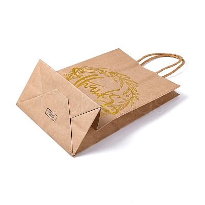 Gold Stamp Thanks Printed Paper Gift Tote Bags ABAG-Q055-03B-1