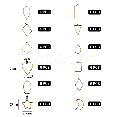 Rack Plating Alloy Open Back Bezel Pendants PALLOY-SZ0001-18AB-1