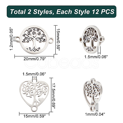 Unicraftale 24Pcs 2 Styles 201 Stainless Steel Connector Charms STAS-UN0042-38-1