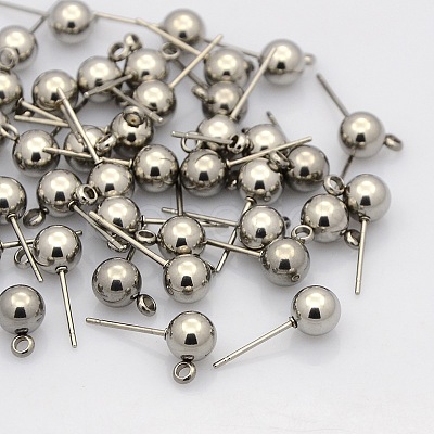 Non-Tarnish 304 Stainless Steel Stud Earring Findings STAS-N019-19-6mm-1