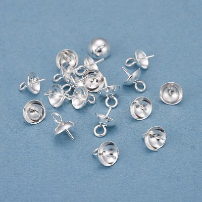 304 Stainless Steel Cup Pearl Peg Bails Pin Pendants STAS-H410-19S-B-1