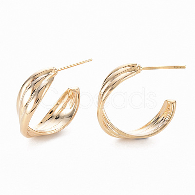 Brass Stud Earrings EJEW-T007-21G-NF-1