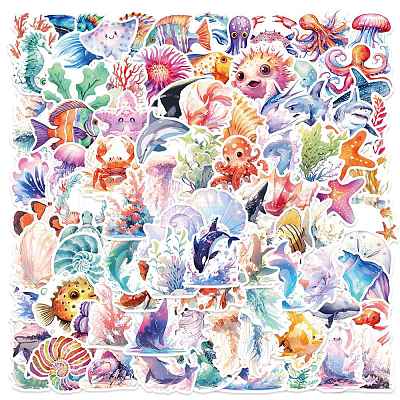 Sea Animal PVC Self Adhesive Stickers STIC-PW0017-12-1