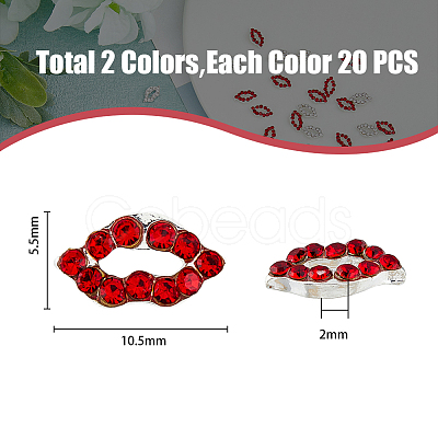 HOBBIESAY 40Pcs 2 Colors Alloy Rhinestone Cabochons MRMJ-HY0001-26-1