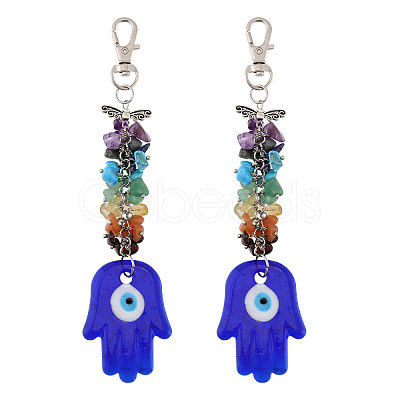 CHGCRAFT 2Pcs Handmade Lampwork Evil Eye Pendant Decoration HJEW-CA0001-68-1