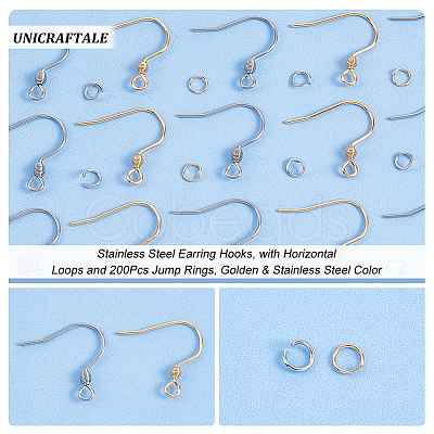 Unicraftale 200Pcs 2 Style 304 Stainless Steel Earring Hooks DIY-UN0003-80-1