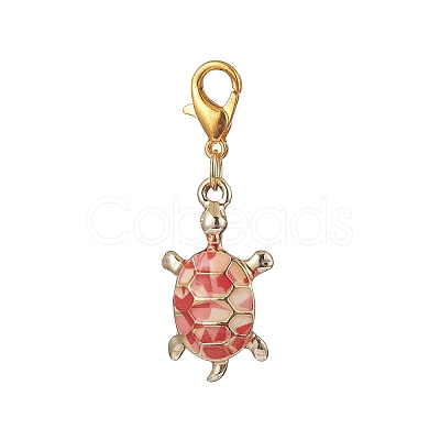 Tortoise Alloy Enamel Pendant Decorations HJEW-JM00887-1