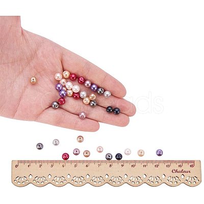 10 Color Eco-Friendly Pearlized Round Glass Pearl Beads HY-PH0010-03-1