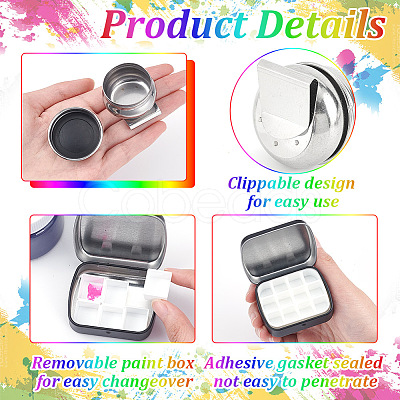 BENECREAT 2 Sets Iron Watercolor Paints & Nail Polish Tins Storage Box MRMJ-BC0003-46-1