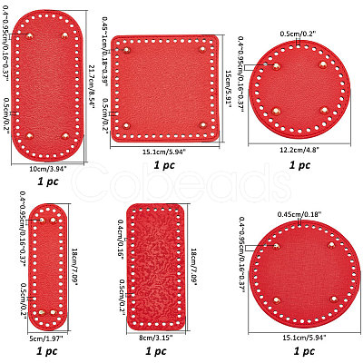 PandaHall Elite 6Pcs 6 Style Flat Round PU Leather Knitting Crochet Bags Nail Bottom Shaper Pad DIY-PH0021-06B-1