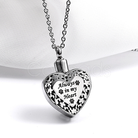 Non-Tarnish Heart with Word Shape Stainless Steel Pendant Necklaces with Cable Chains KI1843-2-1