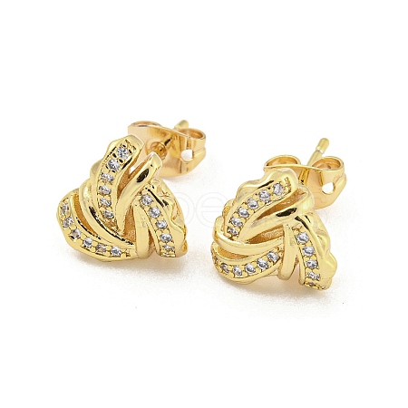 Brass Micro Pave Cubic Zirconia Ear Studs EJEW-P261-28E-G-1