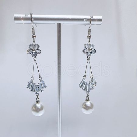 Exaggerated Clear Cubic Zirconia Tassel Dangle Earrings RO8227-2-1