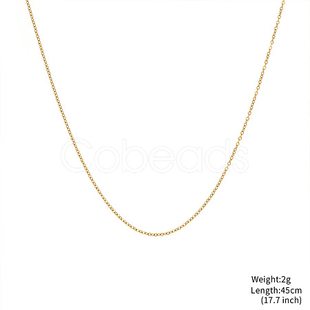 Gold Plated Stainless Steel  Cable Chain Necklace  BK0244-1-1