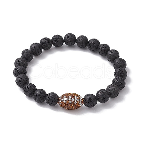 8.5mm Round Synthetic Lava Rock Stretch Bracelets BJEW-JB10378-1