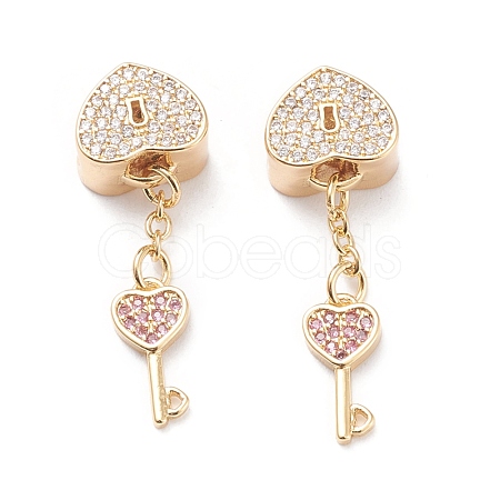 Brass Micro Pave Cubic Zirconia European Dangle Charms MPDL-P005-03G-1