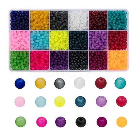 18 Colors Transparent Glass Beads FGLA-X0001-04A-8mm-1
