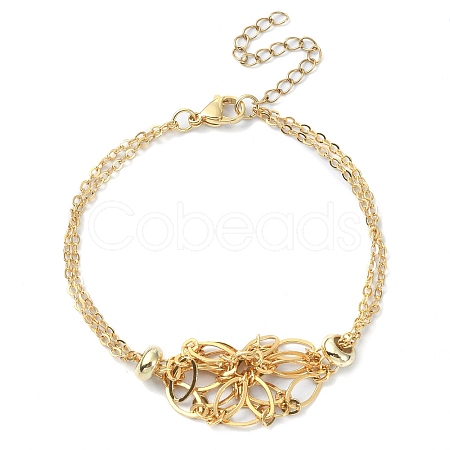 Brass Braided Macrame Rhombus Pouch Empty Stone Holder Bracelet Making BJEW-JB09904-02-1