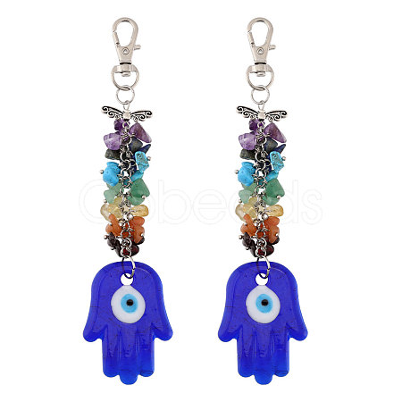 CHGCRAFT 2Pcs Handmade Lampwork Evil Eye Pendant Decoration HJEW-CA0001-68-1