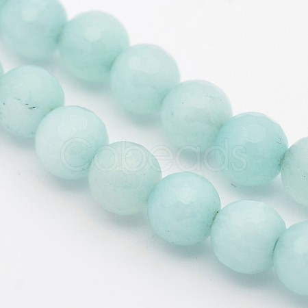 Dyed Faceted Round Natural Jade Beads Strands G-E302-095-8mm-1-1