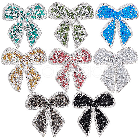 Gorgecraft 8Pcs 8 Colors Bowknot Resin Rhinestone Patches DIY-GF0005-28-1