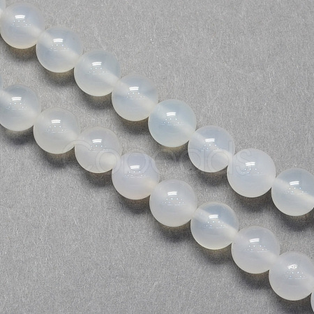 Round Natural White Agate Beads Strands G-S129-4mm-1