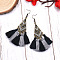 Tassel Earrings Ethnic Style Fringe Ear Drops Women's Ear Hooks, Black, Platinum
