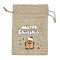 Christmas Printed Burlap Packing Pouches Drawstring Bags, Rectangle, Tan, Gingerbread Man, 14x10x0.01cm