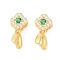 925 Sterling Silver Micro Pave Cubic Zirconia Peg Bails Pendants, Flower, Green, 11.5x6x4mm, Hole: 5x1.5mm, Pin: 0.5mm