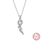 Rhodium Plated 925 Sterling Silver Cable Chain Necklaces, Clear Cubic Zirconia Bowknot Pendant Necklaces, Real Platinum Plated, 17.72 inch(45cm)