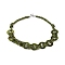 Spray Painted Disc Freshwater Shell & Acrylic Beaed Bib Necklaces, Dark Olive Green, 32.28 inch(82~82.5cm), 40mm