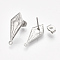 Non-Tarnish 304 Stainless Steel Stud Earring Findings, with Loop and Ear Nuts/Earring Backs, Cone, Stainless Steel Color, 21.5x9mm, Hole: 1.2mm, Pin: 0.7mm