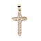 Brass Micro Micro Pave Clear Cubic Zirconia Pendants, Cross, Real 18K Gold Plated, 31.5x18x3mm, Hole: 6x3.5mm