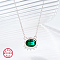 Anti-Tarnish Green Cubic Zirconia Oval Pendant Necklaces, with Rhodium Plated 925 Sterling Silver Chains, Platinum, 15.75 inch(40cm)